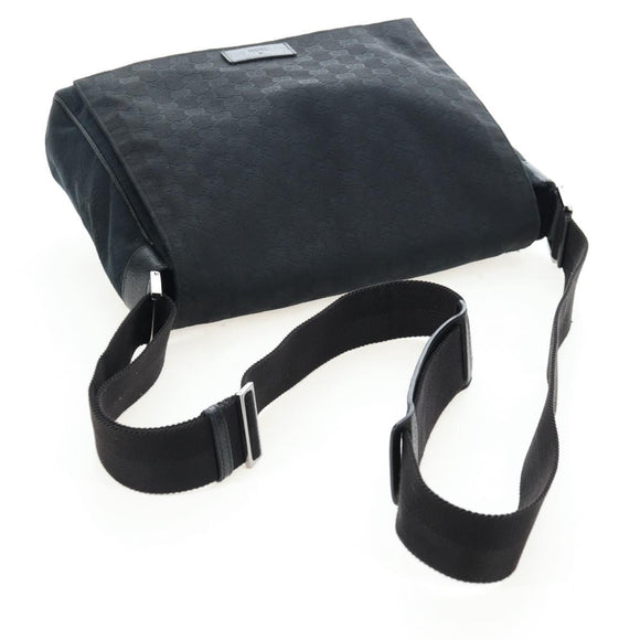 GUCCI GG Canvas Shoulder Bag Black Silver 146236 Auth 205299V