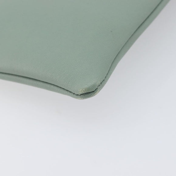 CELINE Clutch Bag Leather Green Gold Auth 205304A