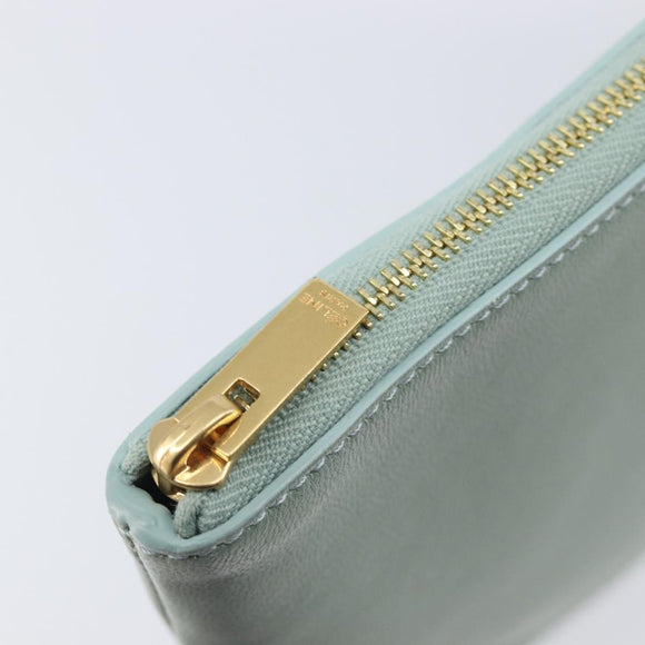 CELINE Clutch Bag Leather Green Gold Auth 205304A