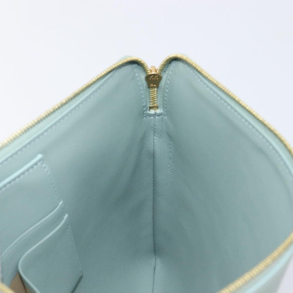 CELINE Clutch Bag Leather Green Gold Auth 205304A