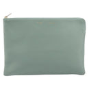 CELINE Clutch Bag Leather Green Gold Auth 205304A-2