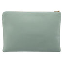 CELINE Clutch Bag Leather Green Gold Auth 205304A-3