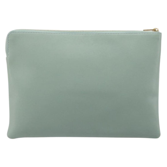 CELINE Clutch Bag Leather Green Gold Auth 205304A