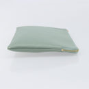 CELINE Clutch Bag Leather Green Gold Auth 205304A-4