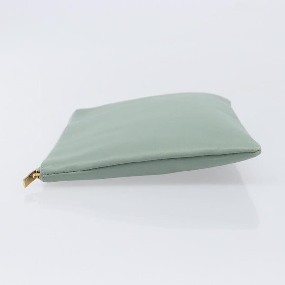 CELINE Clutch Bag Leather Green Gold Auth 205304A
