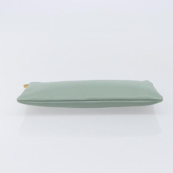 CELINE Clutch Bag Leather Green Gold Auth 205304A