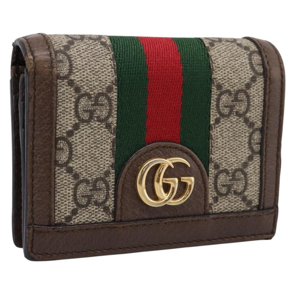 GUCCI GG Supreme Web Sherry Line Ophdia GG Wallet PVC Beige 523155 Auth 205313A