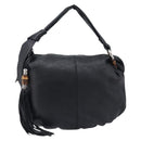 GUCCI Bamboo Shoulder Bag Leather Black Silver 232930 Auth 205316A-2