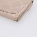 CHANEL Matelasse Wallet Lamb Skin Beige Silver CC Auth 205317-15