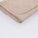 CHANEL Matelasse Wallet Lamb Skin Beige Silver CC Auth 205317-16