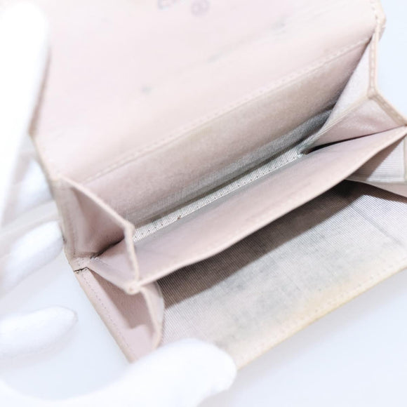 CHANEL Matelasse Wallet Lamb Skin Beige Silver CC Auth 205317