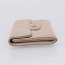 CHANEL Matelasse Wallet Lamb Skin Beige Silver CC Auth 205317-3