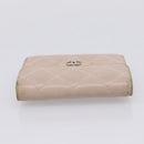 CHANEL Matelasse Wallet Lamb Skin Beige Silver CC Auth 205317-5