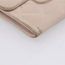 CHANEL Matelasse Wallet Lamb Skin Beige Silver CC Auth 205317-14
