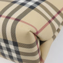 BURBERRY Nova Check Hand Bag PVC Beige Silver Auth 205321-16