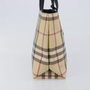 BURBERRY Nova Check Hand Bag PVC Beige Silver Auth 205321-4