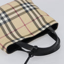 BURBERRY Nova Check Hand Bag PVC Beige Silver Auth 205321-6