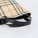 BURBERRY Nova Check Hand Bag PVC Beige Silver Auth 205321-7