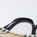 BURBERRY Nova Check Hand Bag PVC Beige Silver Auth 205321-8