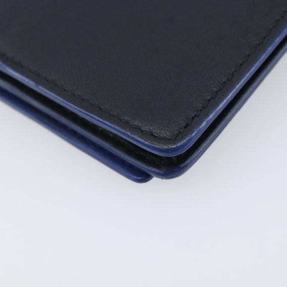 Bottega Veneta INTRECCIATO Card Case Leather Black Blue Auth 205327M