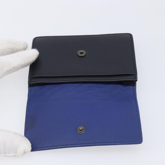 Bottega Veneta INTRECCIATO Card Case Leather Black Blue Auth 205327M