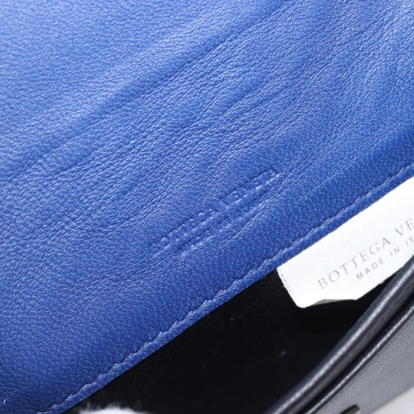 Bottega Veneta INTRECCIATO Card Case Leather Black Blue Auth 205327M