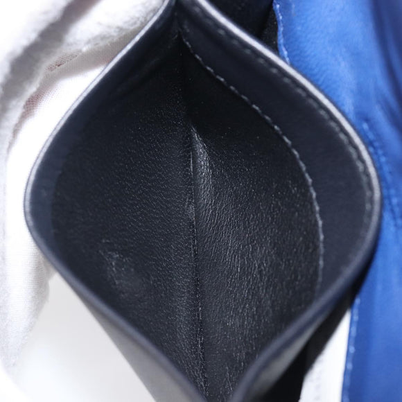 Bottega Veneta INTRECCIATO Card Case Leather Black Blue Auth 205327M