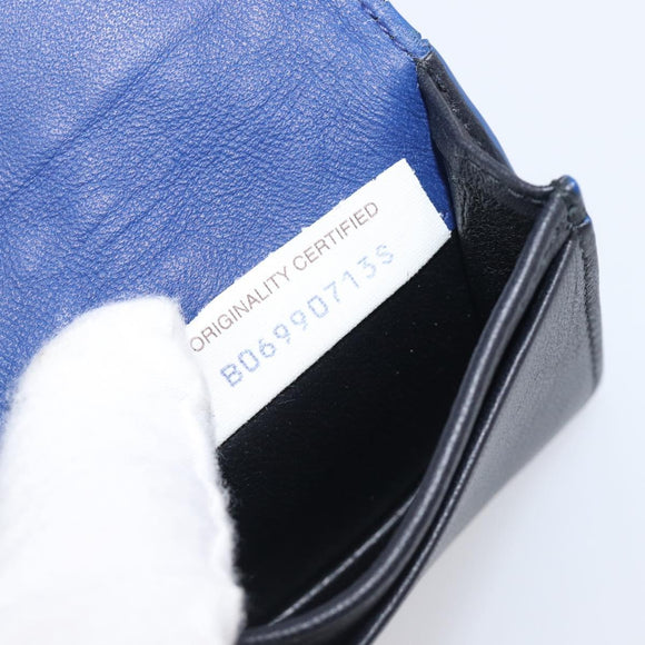 Bottega Veneta INTRECCIATO Card Case Leather Black Blue Auth 205327M