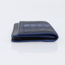 Bottega Veneta INTRECCIATO Card Case Leather Black Blue Auth 205327M-4