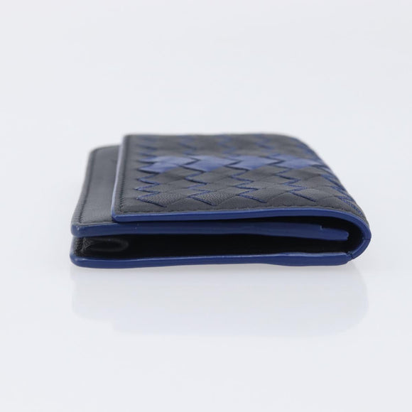 Bottega Veneta INTRECCIATO Card Case Leather Black Blue Auth 205327M