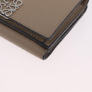 LOEWE Anagram Trifold Wallet Leather Beige Silver Auth 205328M-15