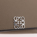 LOEWE Anagram Trifold Wallet Leather Beige Silver Auth 205328M-18