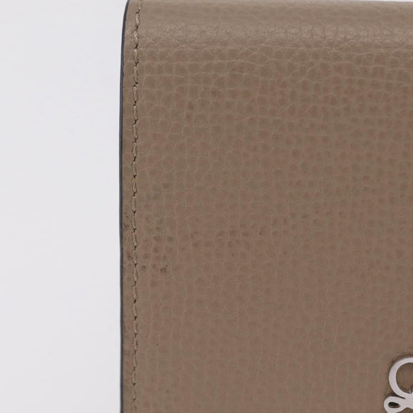 LOEWE Anagram Trifold Wallet Leather Beige Silver Auth 205328M