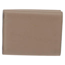 LOEWE Anagram Trifold Wallet Leather Beige Silver Auth 205328M-3