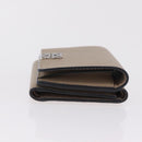 LOEWE Anagram Trifold Wallet Leather Beige Silver Auth 205328M-4