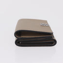 LOEWE Anagram Trifold Wallet Leather Beige Silver Auth 205328M-5