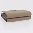 LOEWE Anagram Trifold Wallet Leather Beige Silver Auth 205328M-6