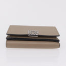 LOEWE Anagram Trifold Wallet Leather Beige Silver Auth 205328M-7