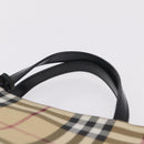 BURBERRY Nova Check Hand Bag PVC Beige Silver Auth 205331-14