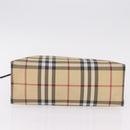 BURBERRY Nova Check Hand Bag PVC Beige Silver Auth 205331-7