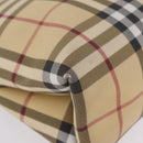 BURBERRY Nova Check Hand Bag PVC Beige Silver Auth 205331-10