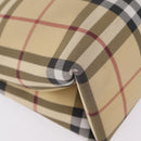 BURBERRY Nova Check Hand Bag PVC Beige Silver Auth 205331-16