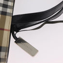 BURBERRY Nova Check Hand Bag PVC Beige Silver Auth 205331-18