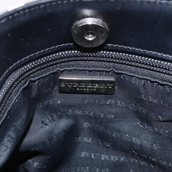 BURBERRY Nova Check Hand Bag PVC Beige Silver Auth 205331