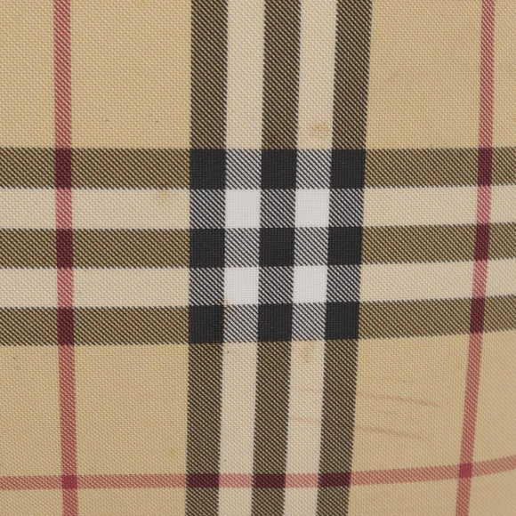 BURBERRY Nova Check Hand Bag PVC Beige Silver Auth 205331