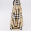 BURBERRY Nova Check Hand Bag PVC Beige Silver Auth 205331-5