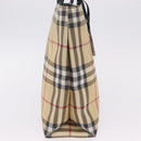 BURBERRY Nova Check Hand Bag PVC Beige Silver Auth 205331-6