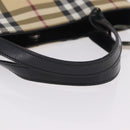 BURBERRY Nova Check Hand Bag PVC Beige Silver Auth 205331-9