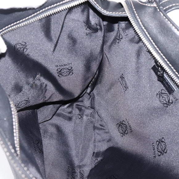 LOEWE Shoulder Bag Leather Black Silver Auth 205333V