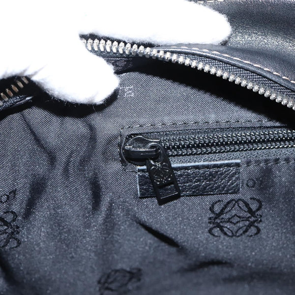 LOEWE Shoulder Bag Leather Black Silver Auth 205333V